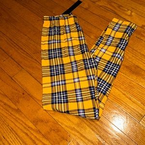 Yellow Plaid Clueless Leggings OS